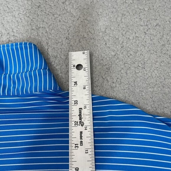 Peter Millar Polo Shirt Mens Blue White Stripe Summer Comfort Golf Golfer Casual - Picture 14 of 15